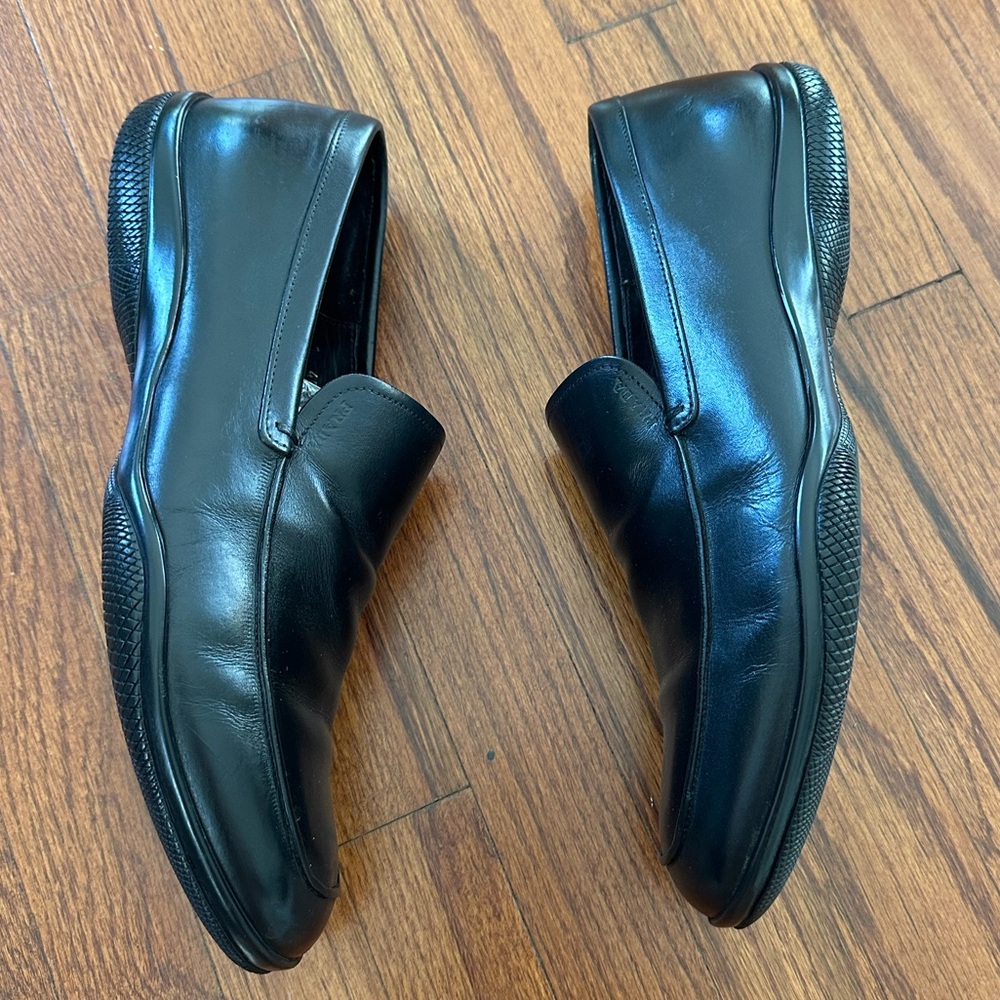 Prada Linea Rossa Black Leather Loafers - Picture 5 of 10